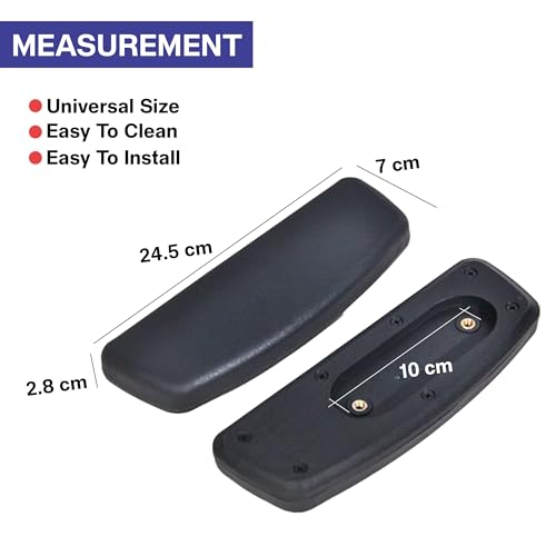 Image of MRC EXECUTIVE CHAIRS ALWAYS INSPIRING MORE Nylon Office Chair Arm Rest Replacement Chair Handle Part Ola Adjustable Handle PP Pad Black (Set Of-2 Piece) With Nut Bolts&Key Fit To Every Chair (PP Pad)