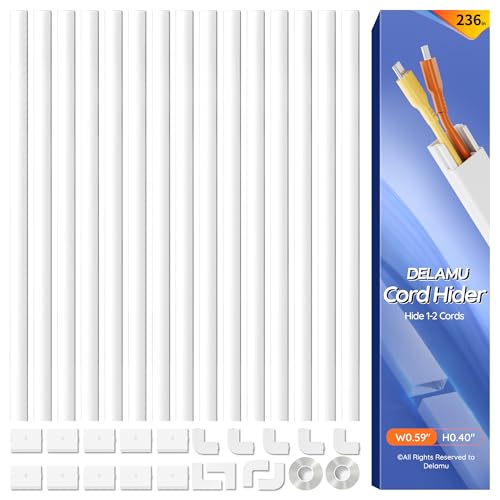 Delamu Kabelversteck, Kabelversteck, Kabelabdeckungen für Drähte an der Wand, Kabelabdeckungen für Kabel an der Wand, TV-Kabelverstecker für Wandmontage, Kabelmanagement für 1 Draht, klein