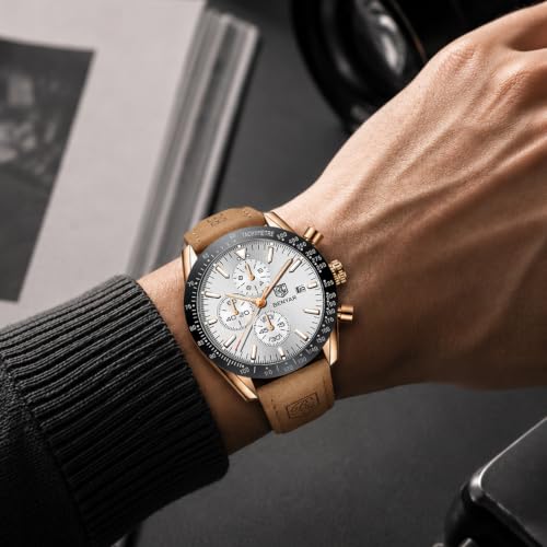 Image of BENYAR Men's Watches Chronograph Watch for Men Multifunction Black Waterproof Sport Fashion Quartz Wristwatches Calendar with Stainless Steel Strap