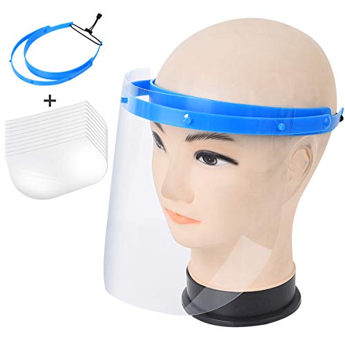 Protector Facial de Seguridad, Protector Facial Ajustable Antiniebla, Protector Facial Antisaliva y Contra Salpicaduras, 10 escudos