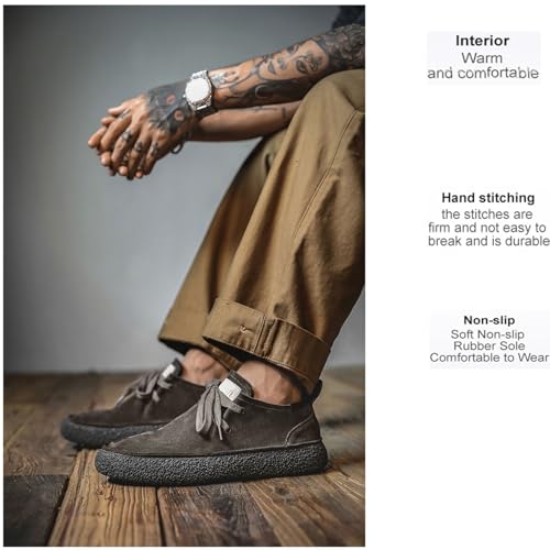 Men's Retro Suede Soft Sole Lace-Up Board Shoes Fashionable and Comfortable Non-Slip Flat Walking Shoes Classic Modern Brushed Leather Oxfords2