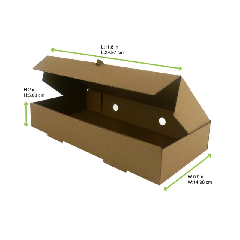 PacknWood - 100 Caja Rectangular Kraft Cartón | 30,0x15,0 cm | Hostelería Catering, Desechable, Ecológico, Delivery Take Away