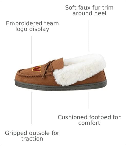 Image of FOCO Womens NFL Team Logo Tan Moccasin Slippers
