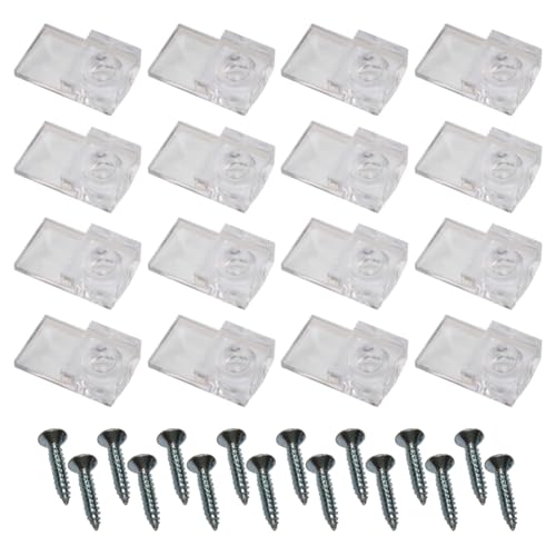 Image of 50 Pcs Mirror Holder Clips Frameless Mirror Hanging Kits Small Glass Retainer Clips Plastic Clear Mounting Clips Wall Mirror Hanger Clips with 50 Pcs Screws