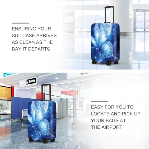 Image of Mystical Moonlight Butterfly Suitcase Cover, Luggage Protector Elastic Fit 18-32 Inch Bags, Unique Gifts for Fantasy Fans