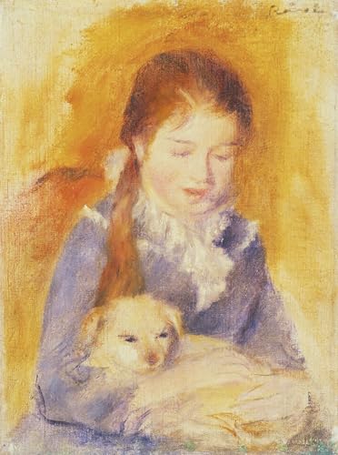 Tableaux Jeune fille au chien Renoir impression peinture huile 60x90cm pour salon