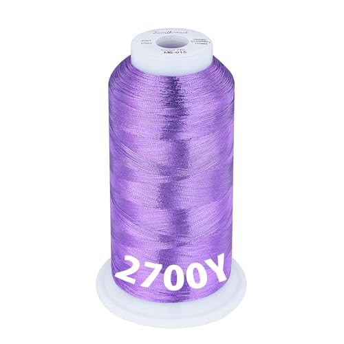 Image of Simthread 2700 Yards Metallic Embroidery Machine Thread - Amethyst MS-015, 40wt High-Sheen King Spool, Smooth Running & Break Resistant for Commercial & Home Embroidery Machines