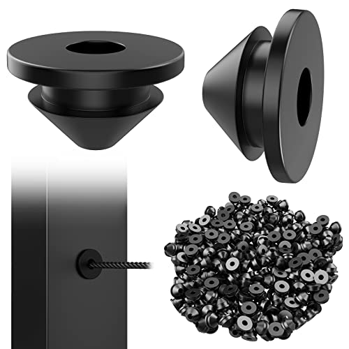 BLIKA 300 Pack Cable Railing Rubber Grommets for 1/8" 5/32" 3/16" Cables for Metal Cable Railing Posts, 1/8" Cable Railing Grommet, Cable Railing Protective Sleeves for Metal Posts, BL10-L