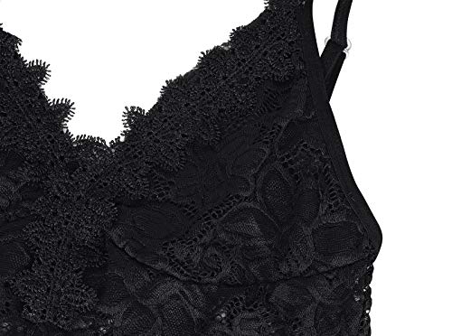 Jurebecia Sra. Sexy Hollow Lace Roupa Interior Halter Corset,Preto-XL
