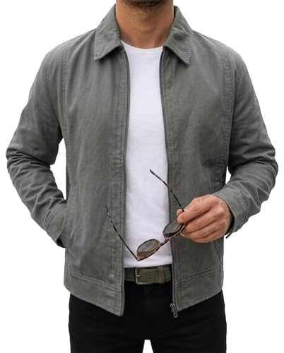 Image of Summer Lightweight Canvas Cotton Jacket Men - Punk Gothic Brando Biker Coat Classic Rock Streetwear Belted Jacket