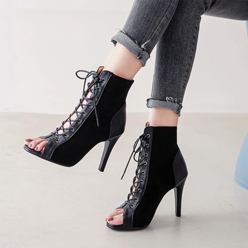 Image of UTIKLIOU Women's Mesh Sandals Peep Toe High Top Sandals Lace Up Summer Boots Buckle Strap Party Sexy Pump Shoes Open toe