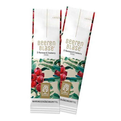 NATURTREU® D Mannose Sticks - D-Mannose Pulver hochdosiert (2032 mg) mit Cranberry, Vitamin C, Niacin und Kürbiskern-Extrakt - 14 vegane Sticks à 2,5g für Harnwege und Blase