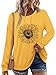 onlypuff Womens Fall Fashion Tops Long Sleeve Shirts Graphic Pocket Tee Shirt Sunflower Yellow XL