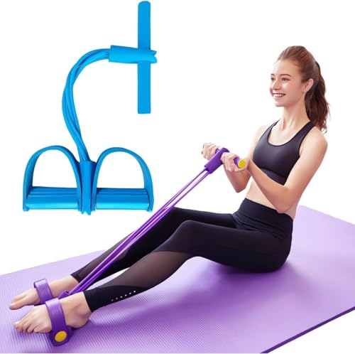 Bauchtrainer, Pedal-Knöchelzieher,Sit-Up Trainingsgeräte Bodybuilding Expander Ganzkörpertrainer für Zuhause 4Tubes Elastische Zugseil Multifunktions-Leg-Exerciser für Fitness Abnehmen Training Yoga