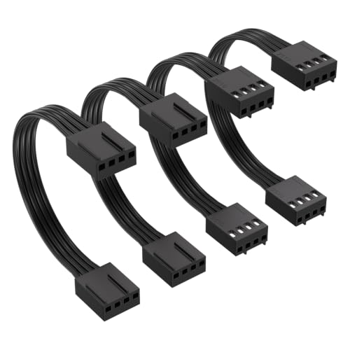 Image of 4 Pin PWM Fan Extension Cable Female to Female | PC Fan Extension Cable for CPU Coolers & PWM Fan Controllers - 10CM Black 4 Pack