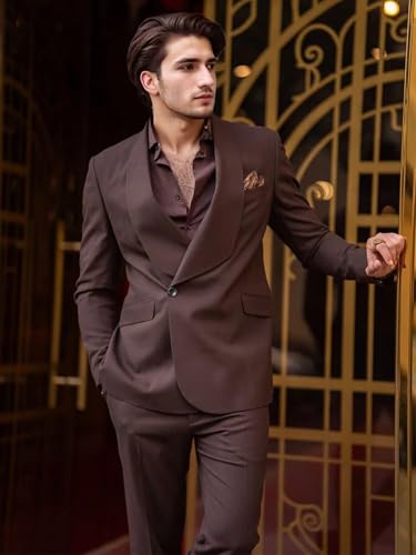 Mens Slim Fit 2 Piece Suits Formal Suit Set for Wedding One Button Prom Tuxedos for Men Grooms Business Casual Suit2