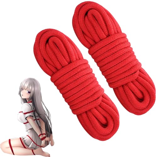 Sexyhot SMグッズ SM 拘束ロープ 縄 ひも 亀甲縛り 手足の拘束ベルト SM拘束具 束縛具 緊縛美 束縛プレイ 拘束グッズ 縛る SMセット 2本セット 10M レッド - 画像1