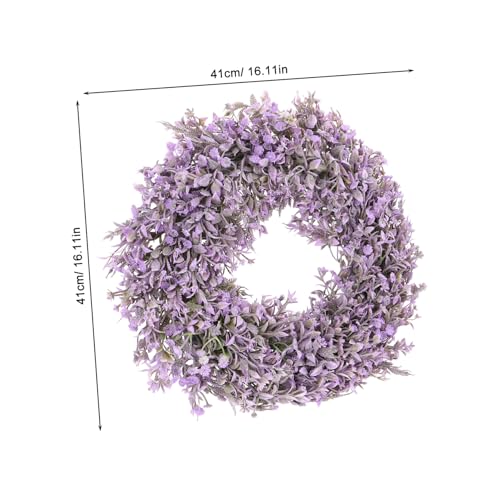 Couronne de lavande pour porte extérieure résistante aux intempéries fleurs plastique Cabilock - 3