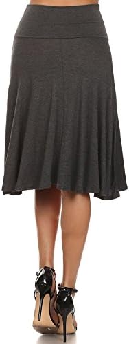 12 Ami Solid Basic Fold-Over Stretch Midi Short Skirt - Made in USA