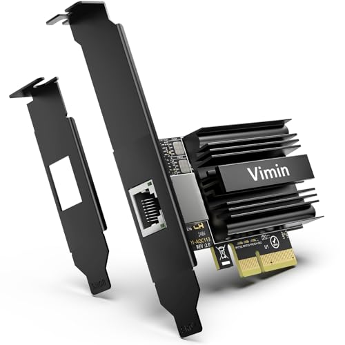 Image of 10G PCI-E Network Card with 10Gbps RJ45 Ports, Marvel AQC113 Controller, VIMIN 10Gb Ethernet Adapter Card Compatible with PCI Express X8, X16, Support Windows /Windows Server /Linux /VMware