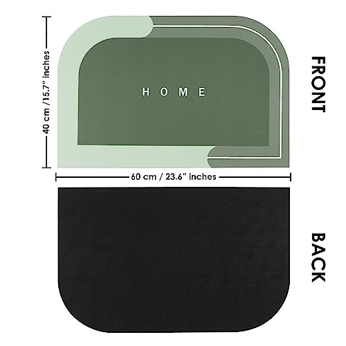 Image of Rubber Bath Mat 4 MM, Anti-Skid Water Soaking Bathroom Rug Door,Floor mat, Soft Quick Dry Water Absorbent Mat for Home Office 40x60cm- Green