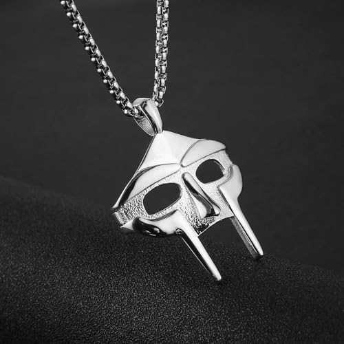 AsAlways Stainless Steel MF DOOM Mask Necklace Hip Hop Rap Totem Pendant for Party Jewelry Gift4