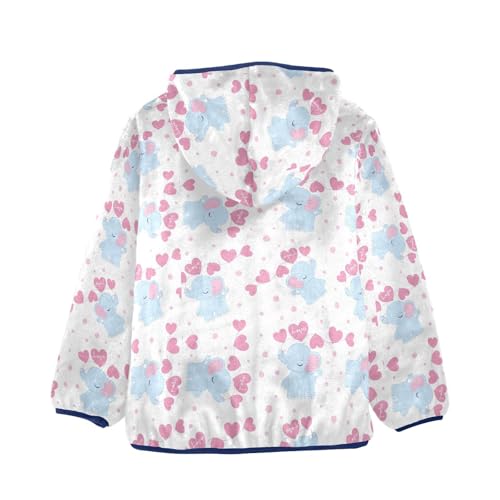 Cute Baby Elephants and Love Girls Fleece Jacket Girls Fall Jacket Girls Zip Up Hoodie Girls Sherpa Jacket 2-10T2