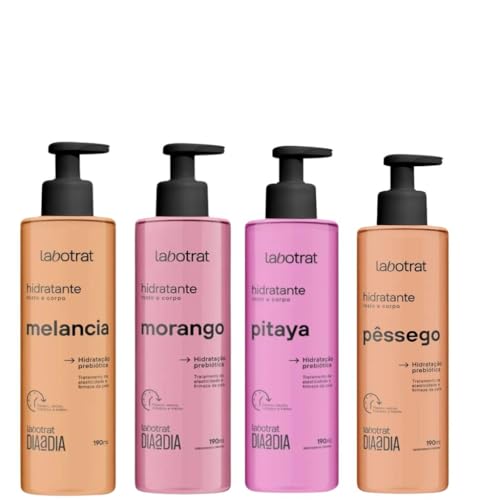Kit Completo Labotrat Morango: Esfoliante 150g, Hidratante 190ml e Body Splash 190ml