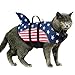 Queenmore Cat Life Jacket, XXS Extra Small Dog Life Vest for Swimming, American Flag Puppy Swimming Vest for Boating, Lightweight Small Dog Shark Swim Jacket with Rescue Handle/Leash Hook