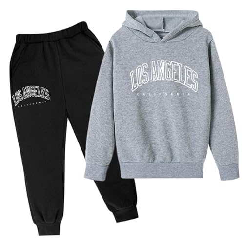 Niños Casual Letra Impreso Manga Larga Sudadera Sudadera Sudadera Chándal Jogger Pantalones de Chándal Unisex 2 Piezas Conjunto de Sudaderas de Manga Larga Niñas