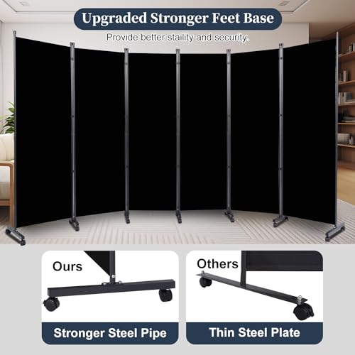 Room Divider Folding Privacy Screens W/Lockable Wheels, 132'' Partition Room Dividers Freestanding Room Divider Fabric Panel for Room Separation Wall Divider Bedroom by HOMSCREENER - Image 2