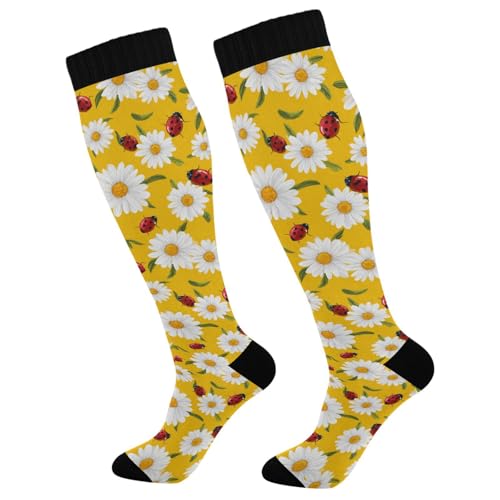 Image of Wusikd Heartbeat Symbol Compression Socks for Women and Men Circulation Black Long Socks for Athletic Running 1