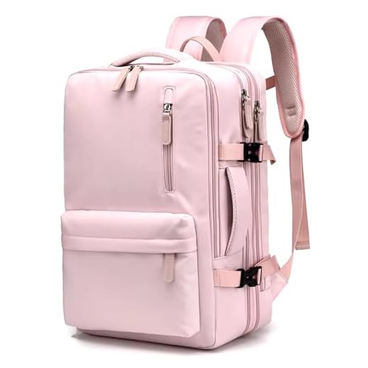 Mochila de Viagem Expansível Múltiplos Compartimentos Mochila Executiva Notebook Avião Maculina Feminina (Rosa)