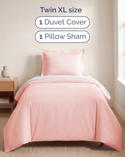 Image of Duvet Cover Twin /Twin XL Size Set - Extra Soft Twin /Twin XL Duvet Cover 68 inch x 90 inch with 1 Pillow Sham for Women, Men, Kids & Teens - Comfy, Easy-Care & Fade Free w / Zipper Closures & Ties (Baby Pink)