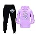 Girls 2 Piece Kpop Singer Tracksuit Kids Cute Cartoon Graphic Long Sleeve Hoodies and Pants Casual Hood Sweatshirts（1-Purple,140