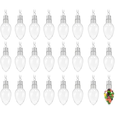 RN'D Toys Clear Fillable Ornaments - Shatterproof Transparent Plastic Craft Ornament Bulb Decorations for DIY Christmas Light Bulb Tree Ornament Set - Pack of 24 Cover