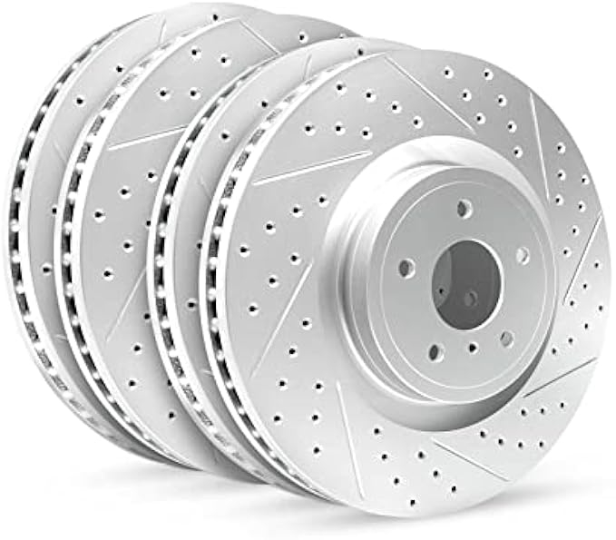 R1 Concepts Front Rear Brake Rotor Kit |Brake Rotors| Brake Disc |Drilled and Slotted|fits 2011-2016 BMW 535d, 535d xDrive, 535i, 535i xDrive, ActiveHybrid 5