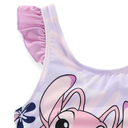 Image of Disney Lilo & Stitch Angel Girls Swimsuit UPF 50+ One Piece Bathing Suit for Big Kids