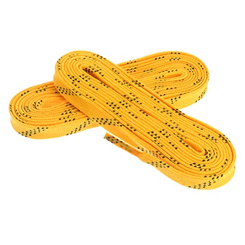 VALICLUD Lacets de Hockey Ciré 96 Pouces de Hockey sur Glace Jaune de Lacets de Chaussures Plates pour Chaussures de Skate Roller Derby ( 244Cm X 10Mm ) Cover