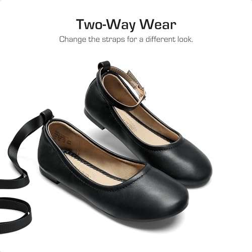 Dream Pairs Girls Dress Shoes Girl'S Ballerina Flat Ankle Strap Ballet Flats For Toddler/Little Kid/Big Kid,Size 4 Big Kid,Black,Sole-Fina-K thumb #1