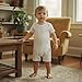 Caziffer 3 Stück Baby-Overall für Jungen, Mädchen, aus Baumwolle, Strampler für Babys, Unisex, kurzärmlig, einfarbig, Jumpsuit, für Neugeborene, Jungen, Mädchen, Sommer, Aprikose, Khaki, Braun, 3-6