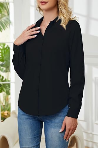 Wrinkle Free Womens Button Down Shirts for Women Long Sleeve Stretch Business Office Formal Work Blouses Tops2