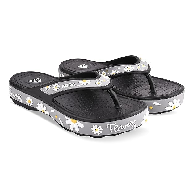 Image of ADDA Slippers for Women || Durable & Comfortable || Anti-skid Sole || Lightweight || Fashionable || Super Soft || Outdoor Slipper (Black, UK, UK Footwear Size System, Adult, Women, Numeric, Medium, 3)
