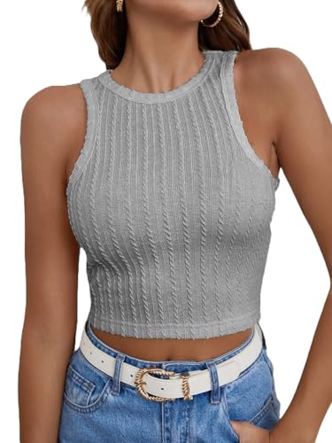 Image of Zilcon Womens Halter Tops Summer Sleeveless Shirts Sexy High Neck Fitted Tops Seamless Basic Ribbed Crop Tank Tops Blouses Fit Cropped Tank Tops