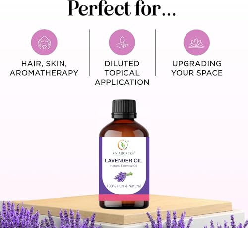 Image of 100% Pure Lavender Essential Oil - Therapeutic Grade Aromatherapy Oil for Relaxation, Sleep & Skin - Natural Calming Oil for Diffuser, Massage, Hair & Face - 10 ML. BY S S AROMAS