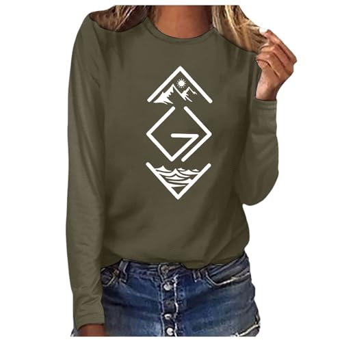 Camiseta de manga larga para mujer, diseño con texto en inglés 'Dios es más grande que los altibajos', Verde oscuro., M