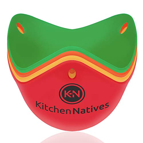 Egg Poacher - Set Of 4 Silicone Egg Poacher Cups - Non-Stick - BPA Free - Easy To Use And Durable Stovetop & Microwave Egg Poacher - Makes The Perfect Brunch Every Time