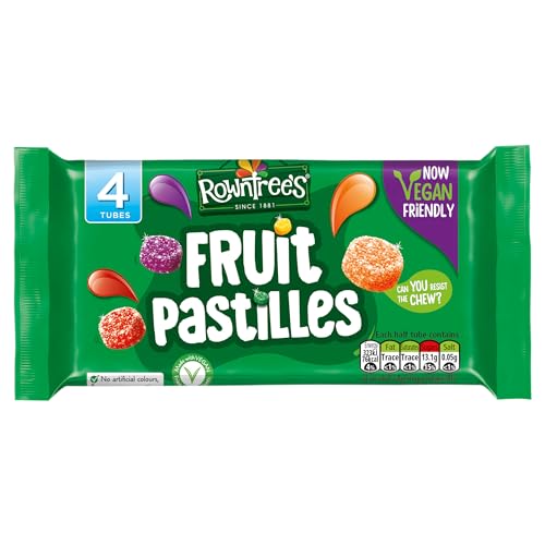 Rowntrees Fruit Pastilles Sweets Tube Multipack, Vegan Friendly, 4 x 52.5g