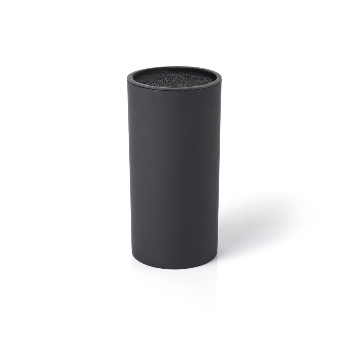 Qdesign Uniwersalny blok na noże – blok z tworzywa sztucznego PP z wykończeniem Soft-Touch – uchwyt w kształcie cylindra – optymalne przechowywanie – ochrona ostrza – czarny
