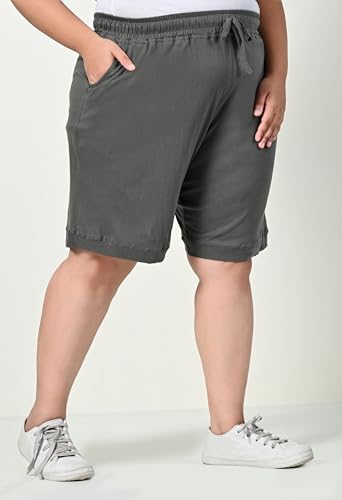 Image of Women's Plus Size Bermunda Shorts | Knee Length Cotton Short | Half Pants for Womens